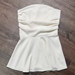 Free People Cream Strapless Peplum Top